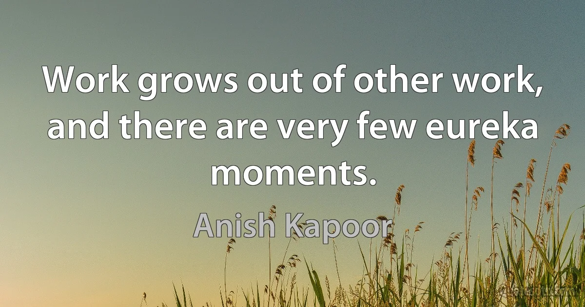 Work grows out of other work, and there are very few eureka moments. (Anish Kapoor)