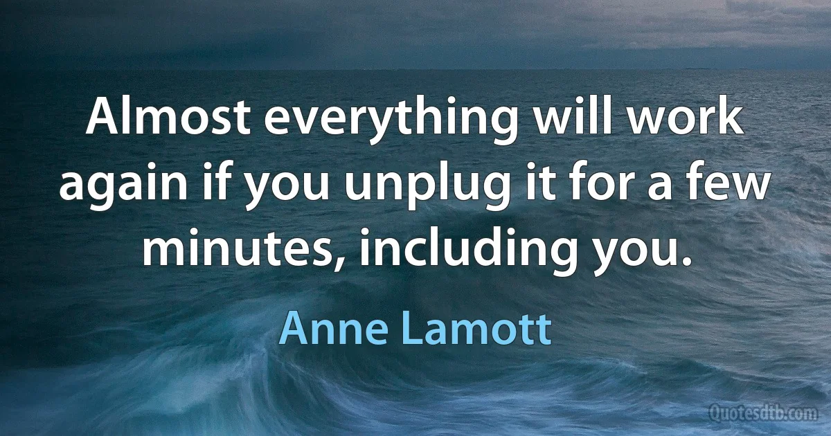 Almost everything will work again if you unplug it for a few minutes, including you. (Anne Lamott)