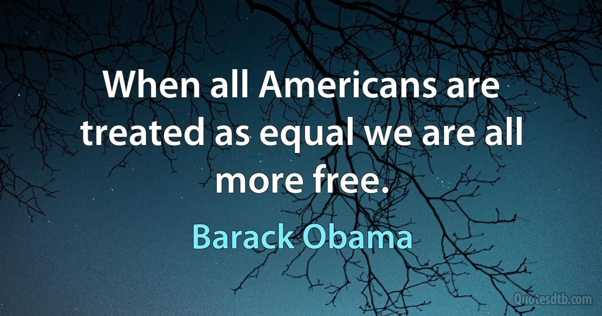 When all Americans are treated as equal we are all more free. (Barack Obama)