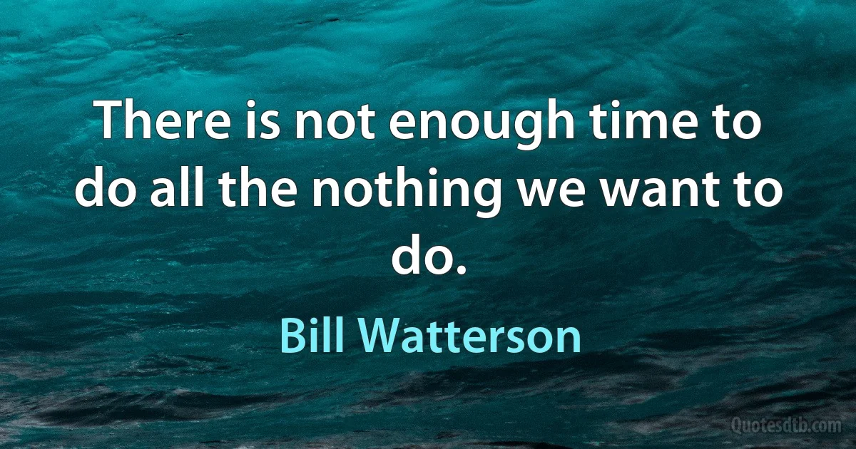 There is not enough time to do all the nothing we want to do. (Bill Watterson)