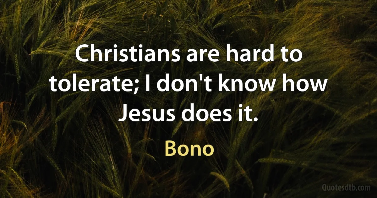 Christians are hard to tolerate; I don't know how Jesus does it. (Bono)