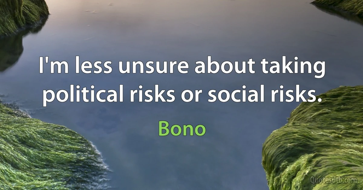 I'm less unsure about taking political risks or social risks. (Bono)