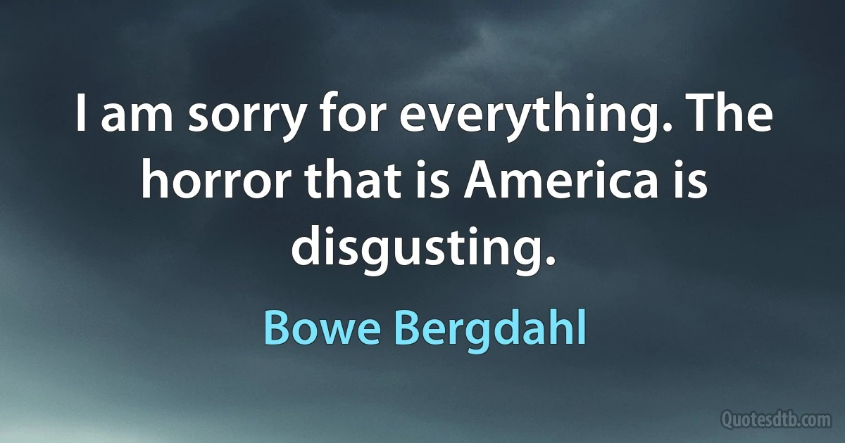 I am sorry for everything. The horror that is America is disgusting. (Bowe Bergdahl)