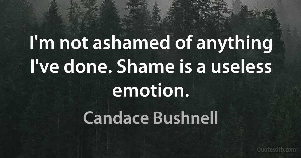 I'm not ashamed of anything I've done. Shame is a useless emotion. (Candace Bushnell)