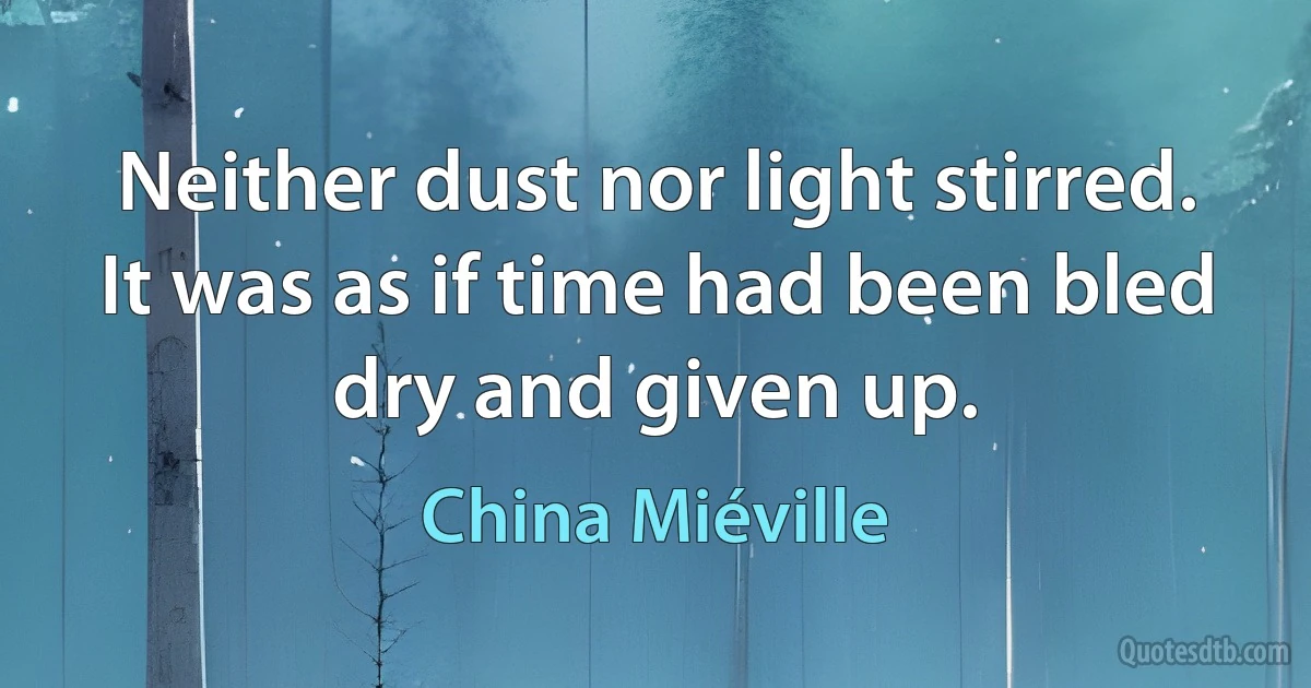 Neither dust nor light stirred. It was as if time had been bled dry and given up. (China Miéville)