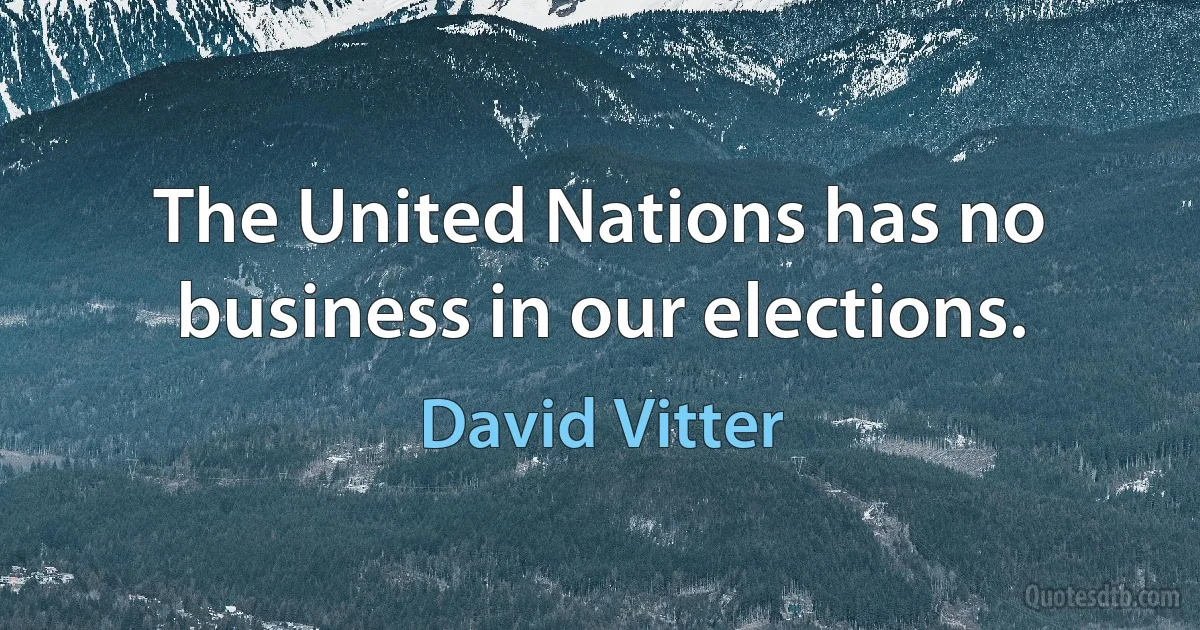 The United Nations has no business in our elections. (David Vitter)