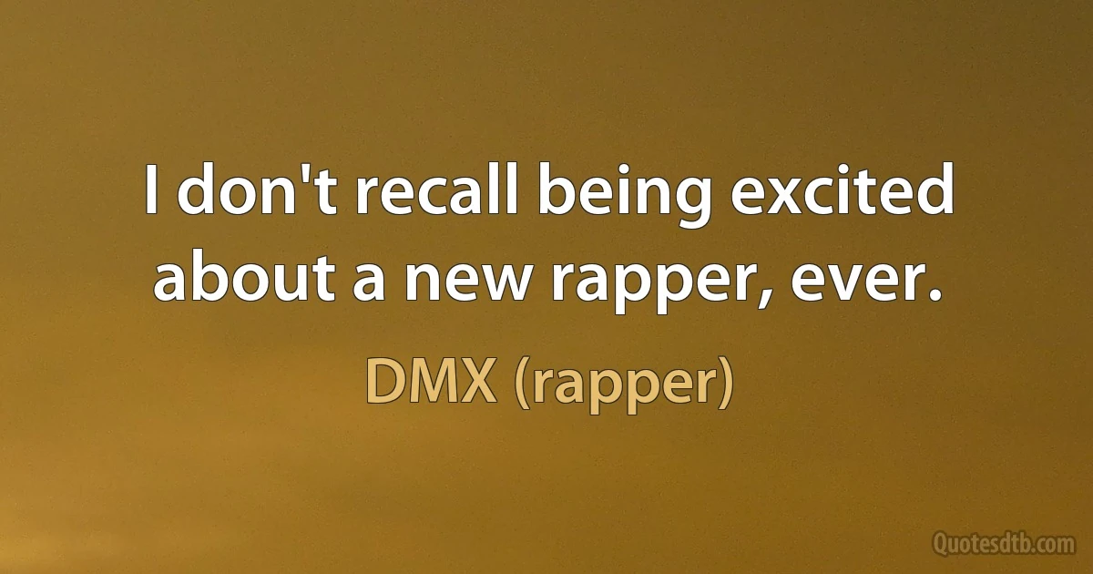 I don't recall being excited about a new rapper, ever. (DMX (rapper))