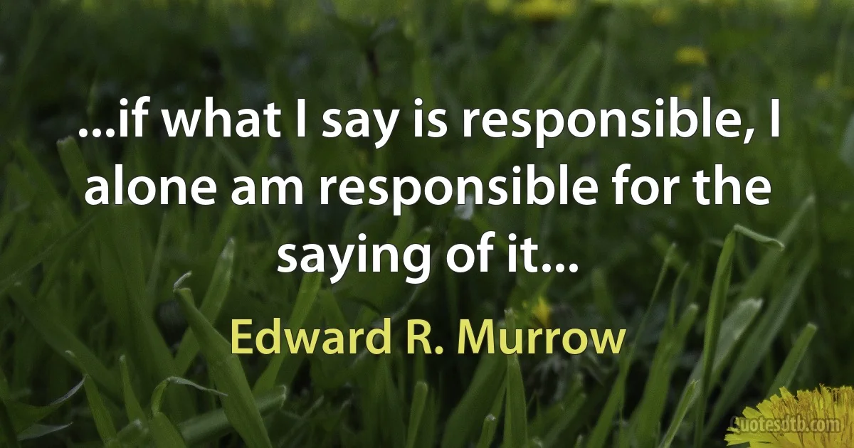 ...if what I say is responsible, I alone am responsible for the saying of it... (Edward R. Murrow)