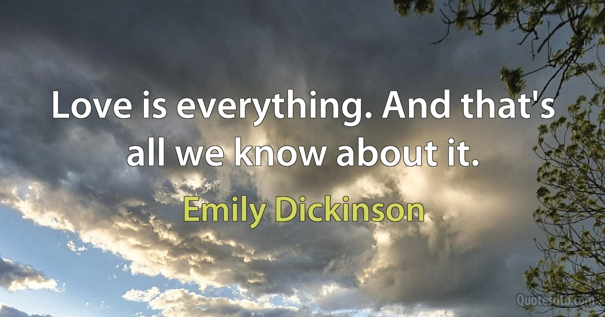 Love is everything. And that's all we know about it. (Emily Dickinson)