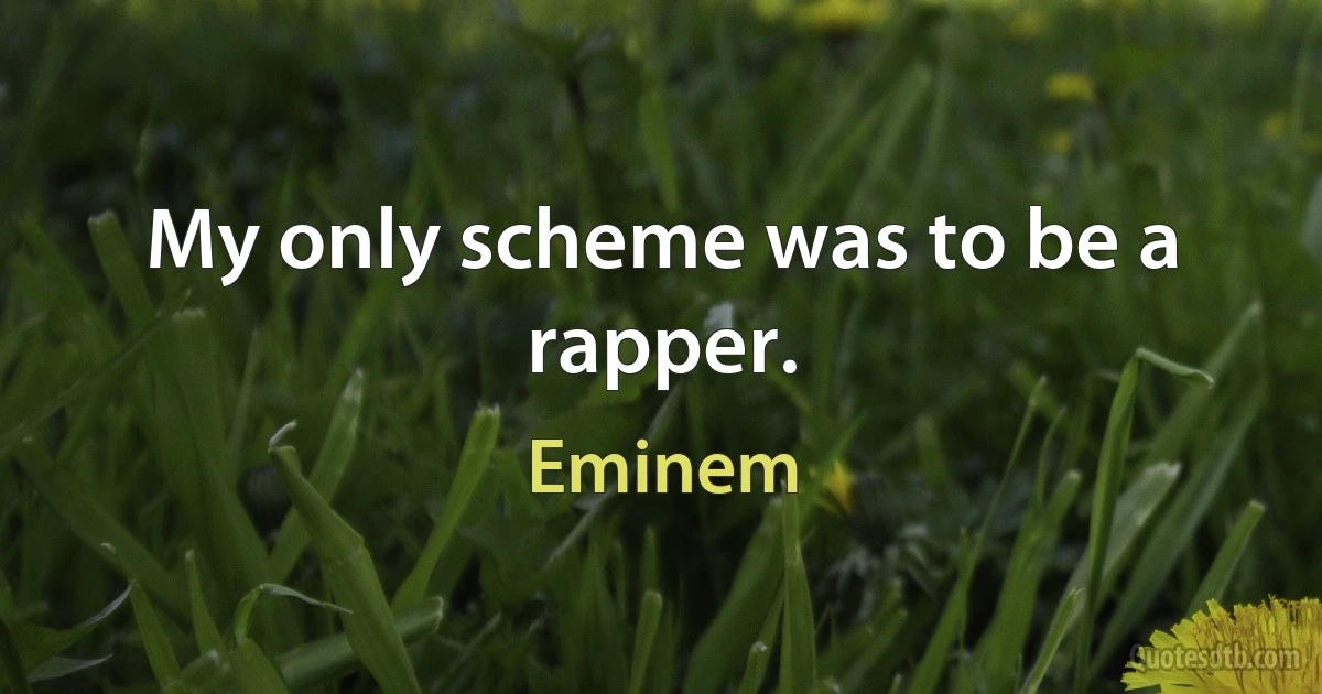 My only scheme was to be a rapper. (Eminem)