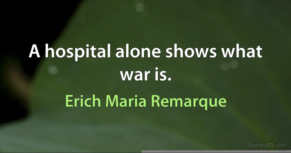 A hospital alone shows what war is. (Erich Maria Remarque)