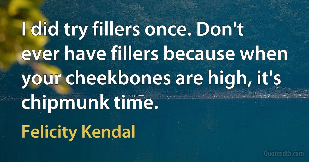 I did try fillers once. Don't ever have fillers because when your cheekbones are high, it's chipmunk time. (Felicity Kendal)