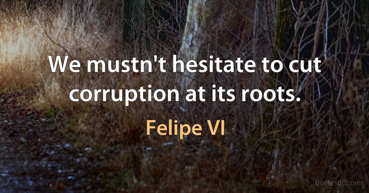 We mustn't hesitate to cut corruption at its roots. (Felipe VI)