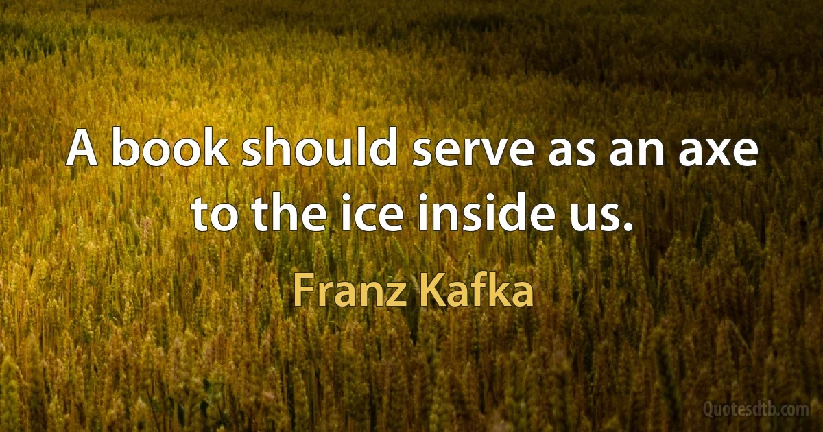 A book should serve as an axe to the ice inside us. (Franz Kafka)