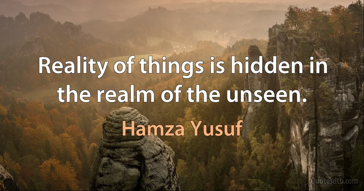 Reality of things is hidden in the realm of the unseen. (Hamza Yusuf)