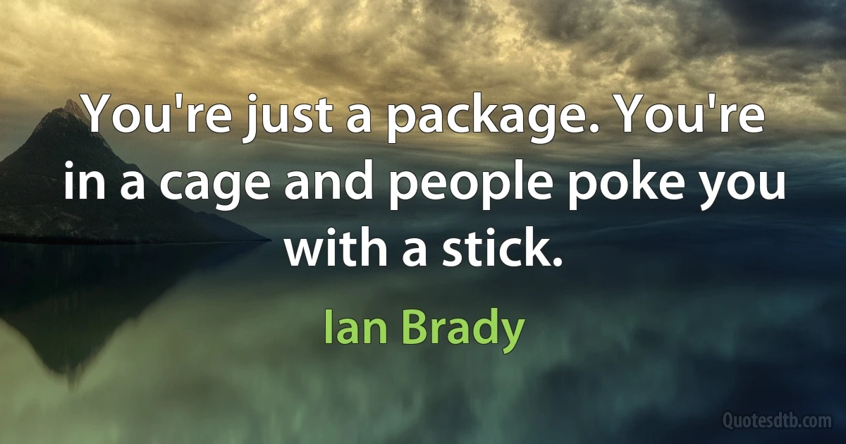 You're just a package. You're in a cage and people poke you with a stick. (Ian Brady)