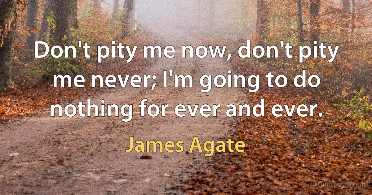 Don't pity me now, don't pity me never; I'm going to do nothing for ever and ever. (James Agate)