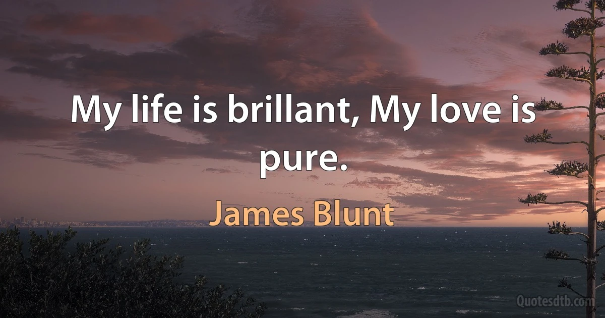 My life is brillant, My love is pure. (James Blunt)