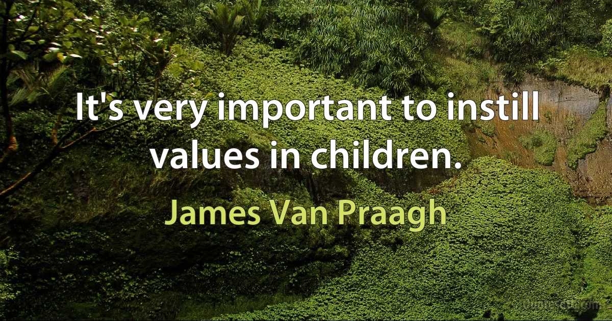 It's very important to instill values in children. (James Van Praagh)