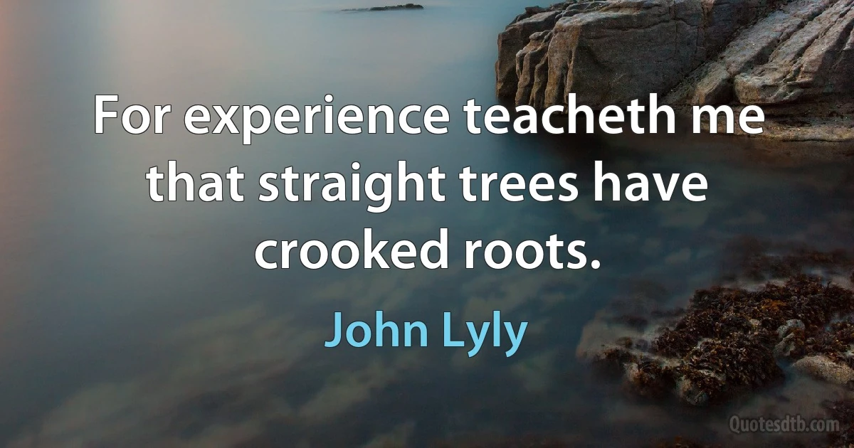 For experience teacheth me that straight trees have crooked roots. (John Lyly)