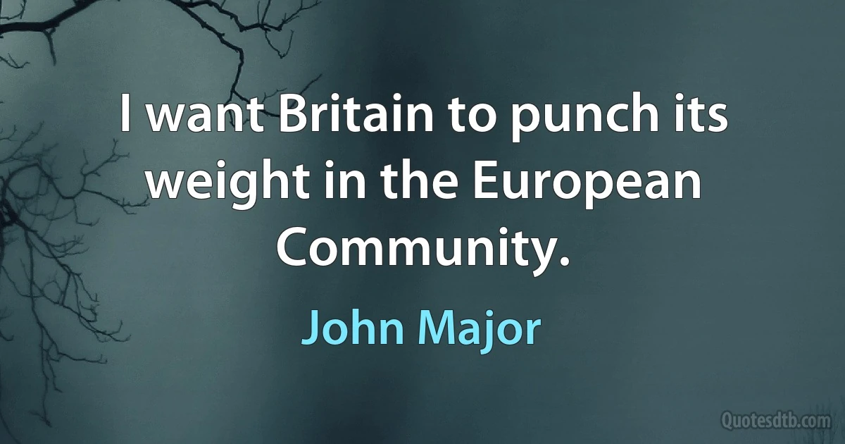 I want Britain to punch its weight in the European Community. (John Major)