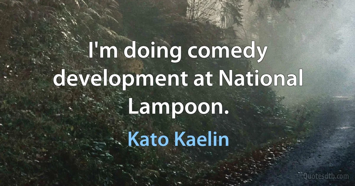 I'm doing comedy development at National Lampoon. (Kato Kaelin)