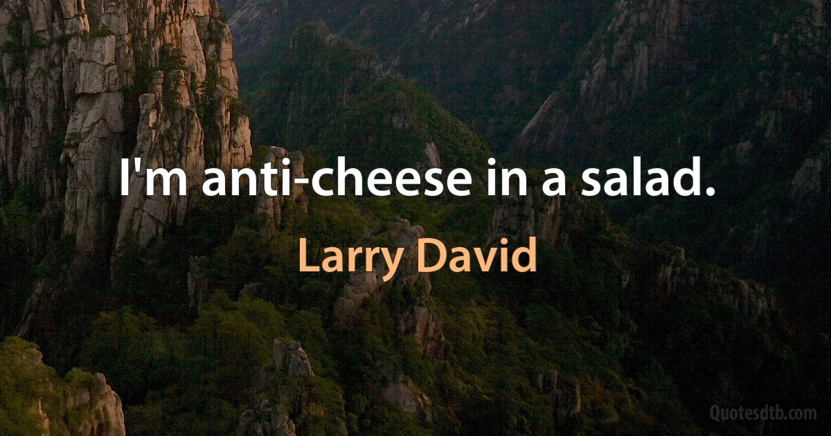 I'm anti-cheese in a salad. (Larry David)