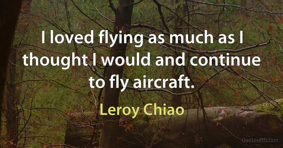 I loved flying as much as I thought I would and continue to fly aircraft. (Leroy Chiao)