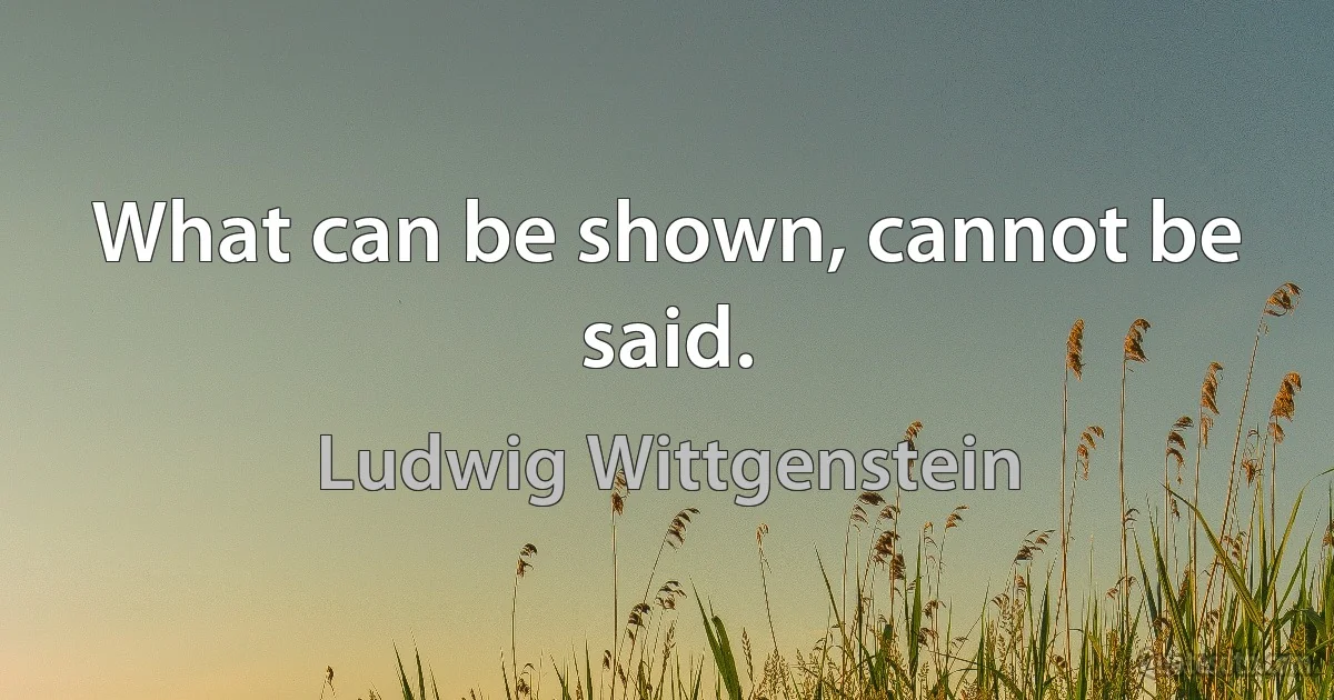 What can be shown, cannot be said. (Ludwig Wittgenstein)