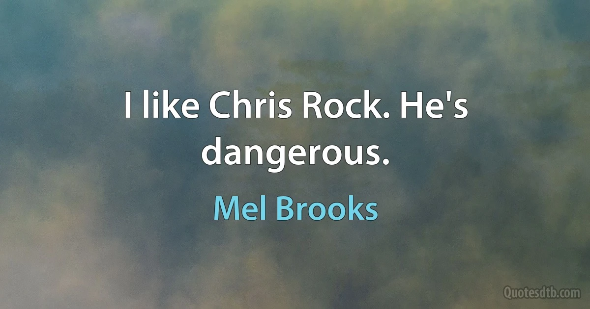 I like Chris Rock. He's dangerous. (Mel Brooks)