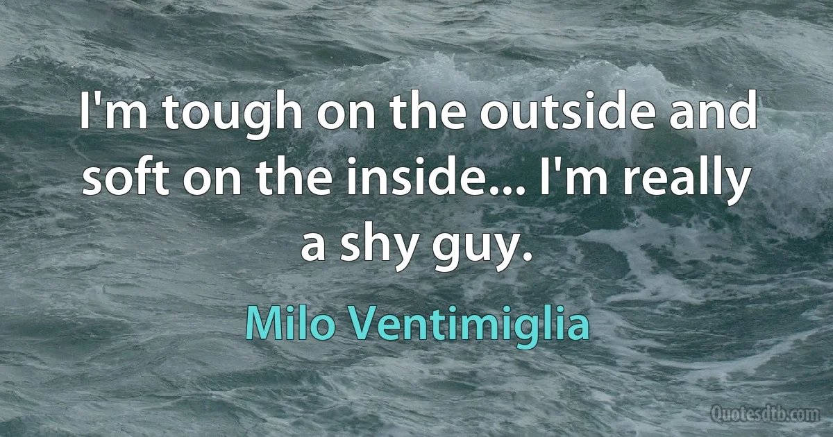 I'm tough on the outside and soft on the inside... I'm really a shy guy. (Milo Ventimiglia)