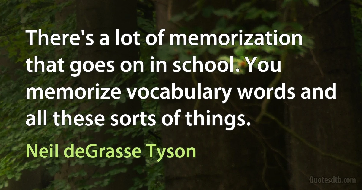 There's a lot of memorization that goes on in school. You memorize vocabulary words and all these sorts of things. (Neil deGrasse Tyson)