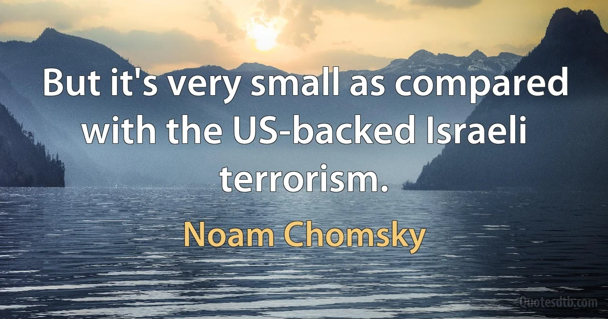 But it's very small as compared with the US-backed Israeli terrorism. (Noam Chomsky)