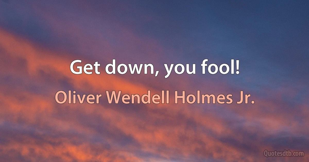 Get down, you fool! (Oliver Wendell Holmes Jr.)