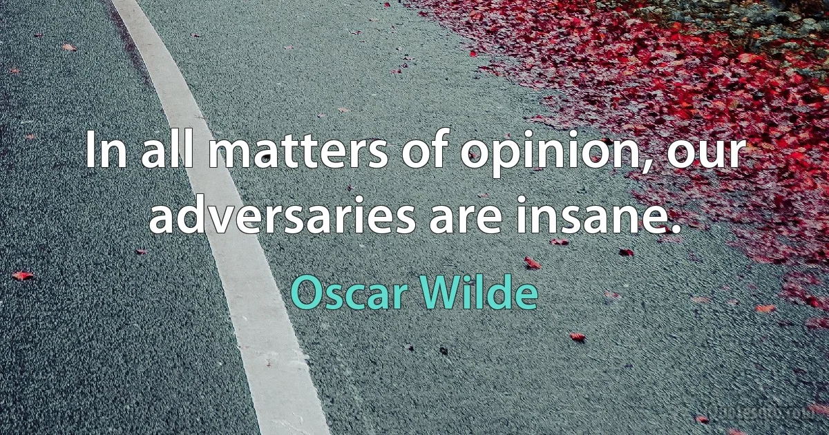 In all matters of opinion, our adversaries are insane. (Oscar Wilde)