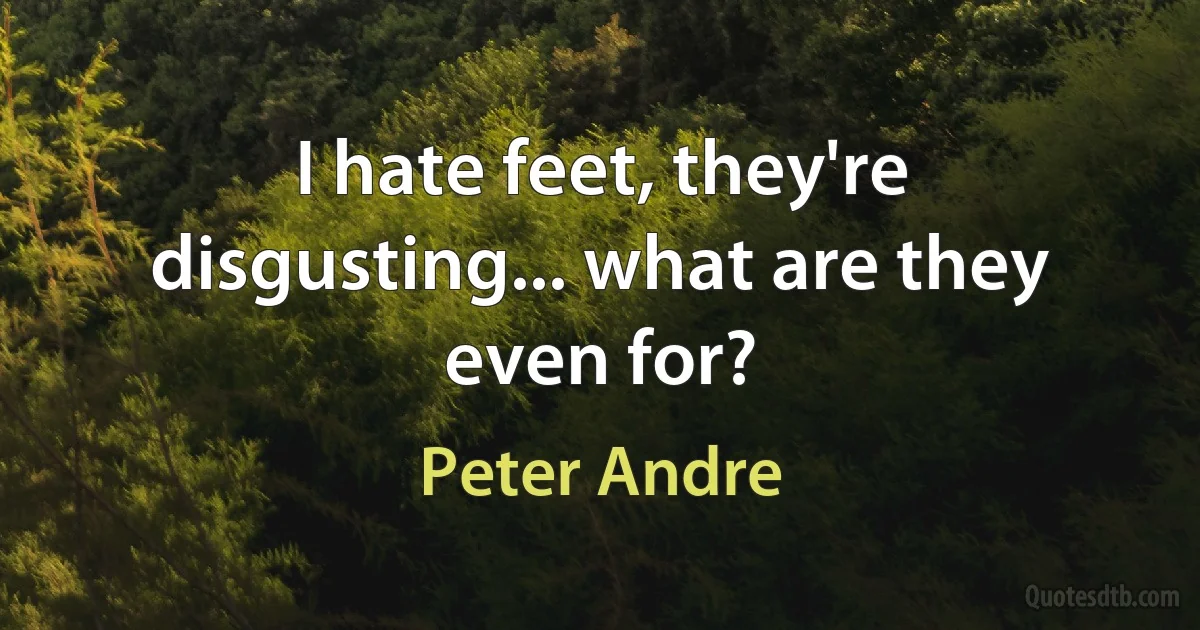 I hate feet, they're disgusting... what are they even for? (Peter Andre)