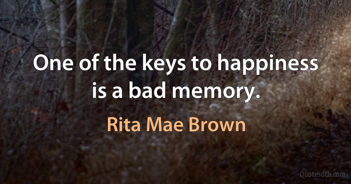 One of the keys to happiness is a bad memory. (Rita Mae Brown)