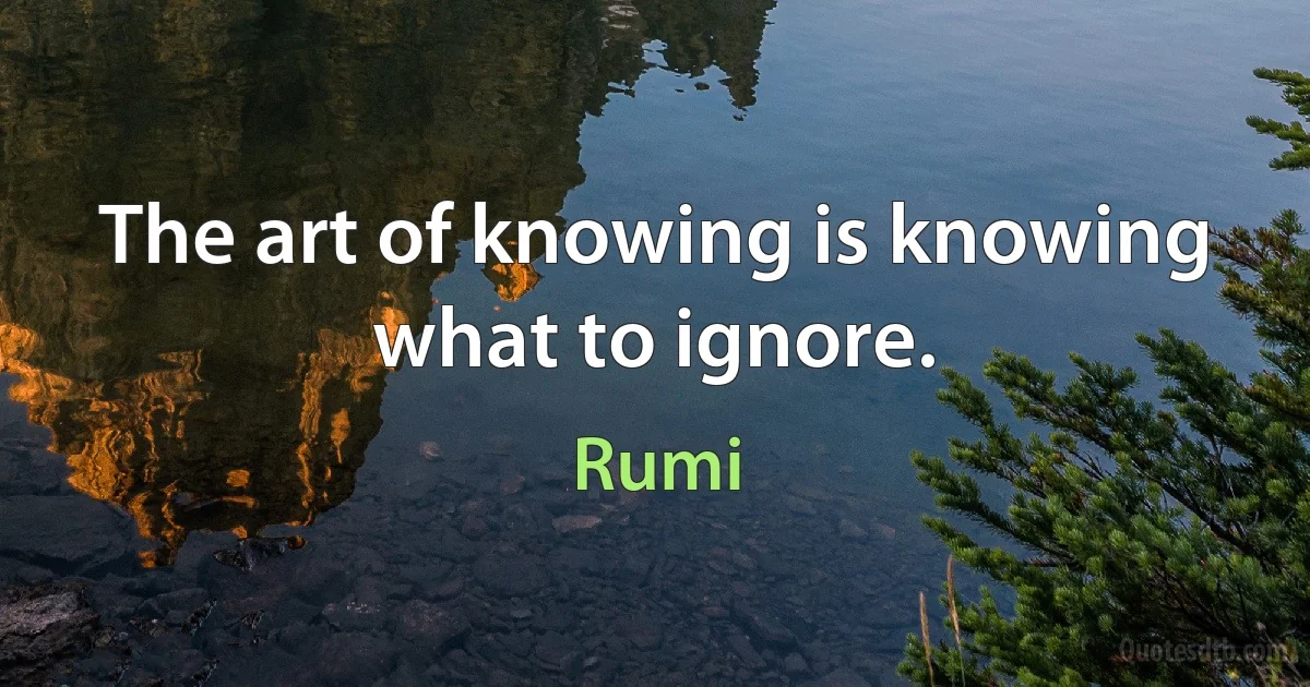 The art of knowing is knowing what to ignore. (Rumi)