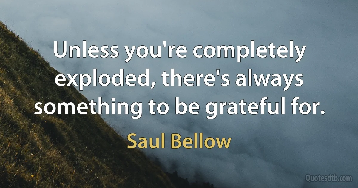 Unless you're completely exploded, there's always something to be grateful for. (Saul Bellow)