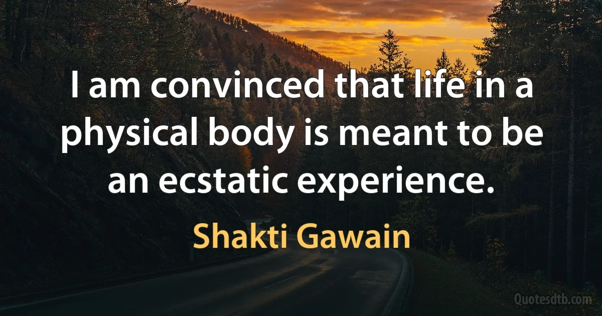 I am convinced that life in a physical body is meant to be an ecstatic experience. (Shakti Gawain)