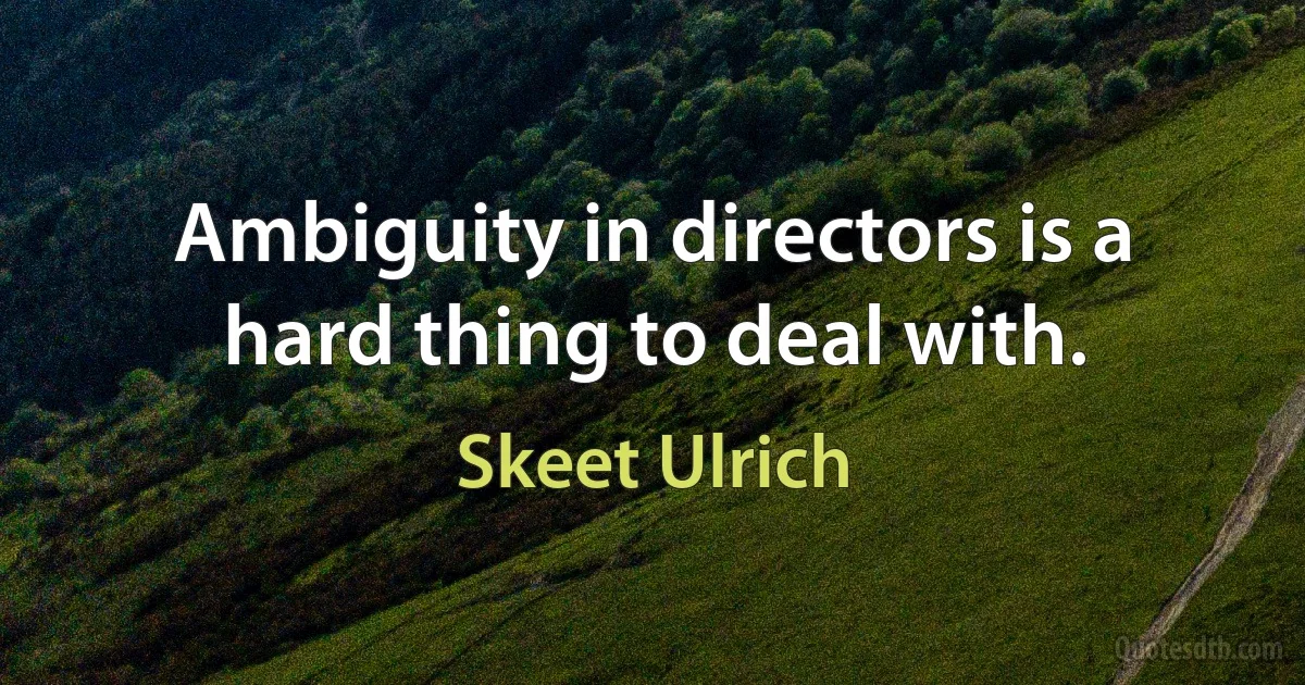 Ambiguity in directors is a hard thing to deal with. (Skeet Ulrich)