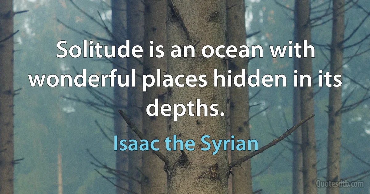 Solitude is an ocean with wonderful places hidden in its depths. (Isaac the Syrian)
