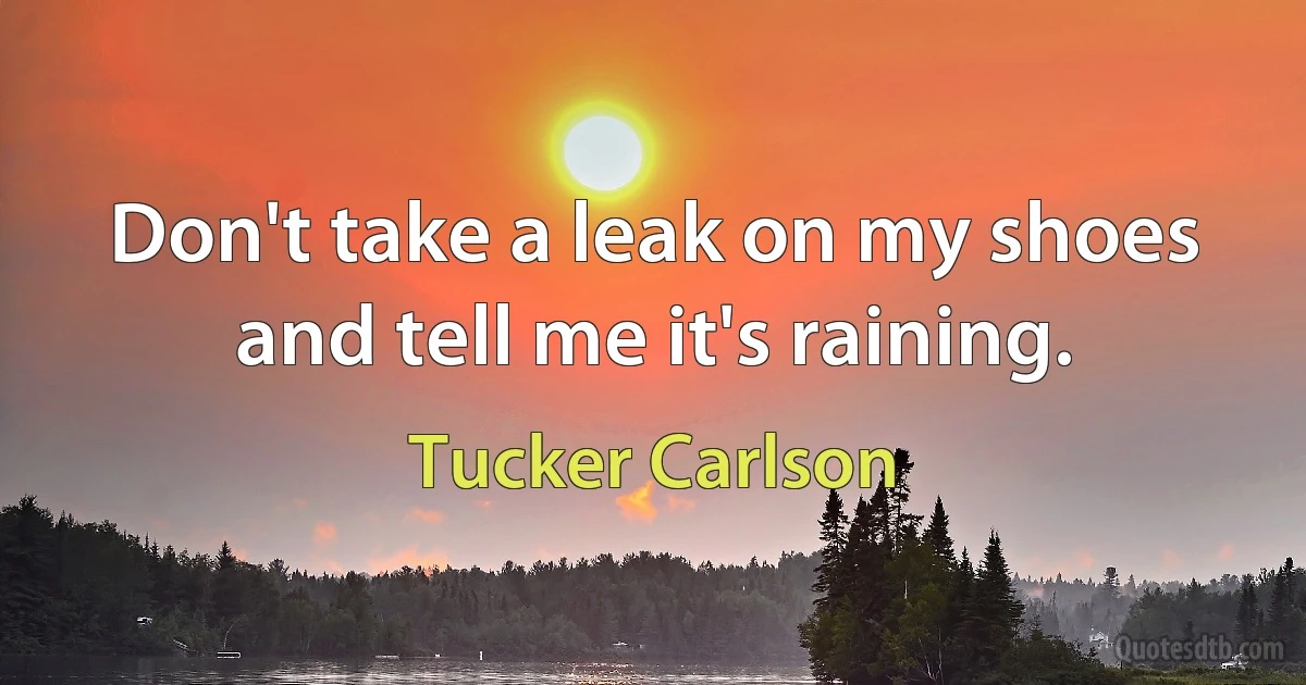 Don't take a leak on my shoes and tell me it's raining. (Tucker Carlson)