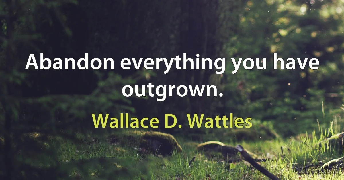 Abandon everything you have outgrown. (Wallace D. Wattles)