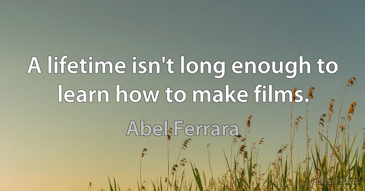 A lifetime isn't long enough to learn how to make films. (Abel Ferrara)