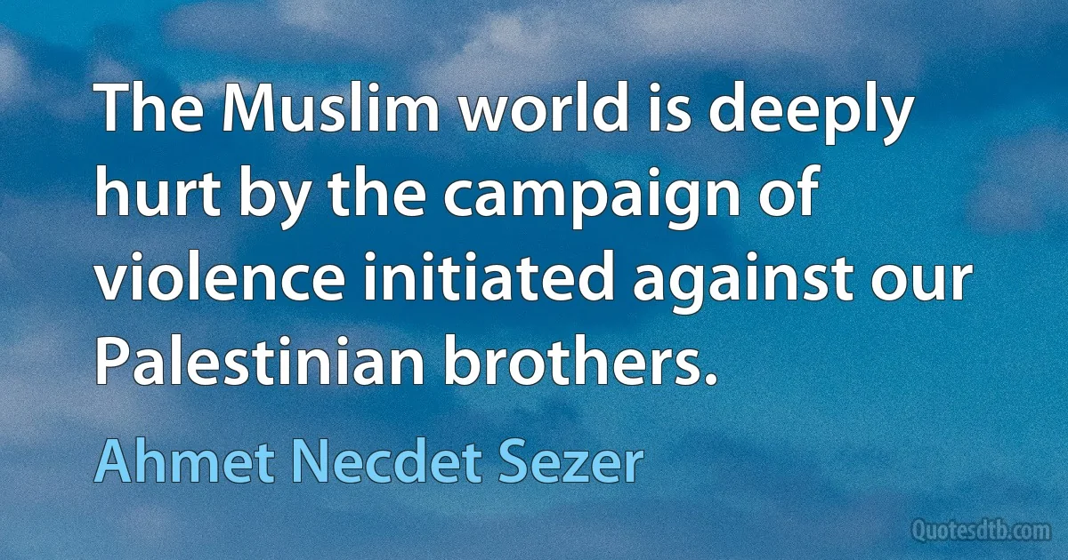 The Muslim world is deeply hurt by the campaign of violence initiated against our Palestinian brothers. (Ahmet Necdet Sezer)