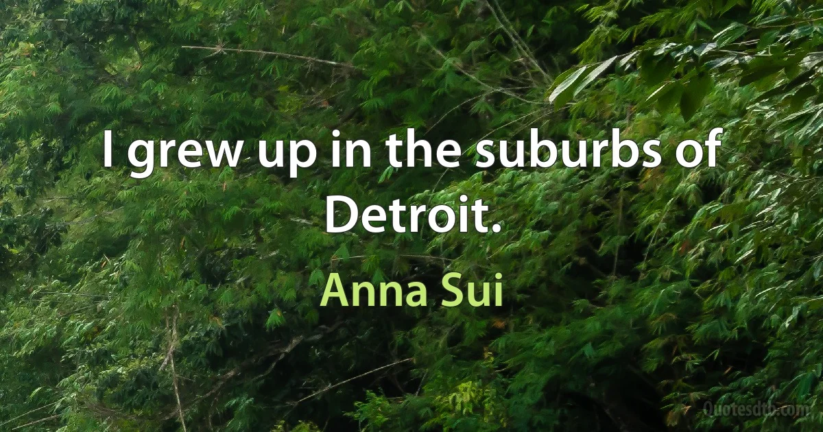 I grew up in the suburbs of Detroit. (Anna Sui)