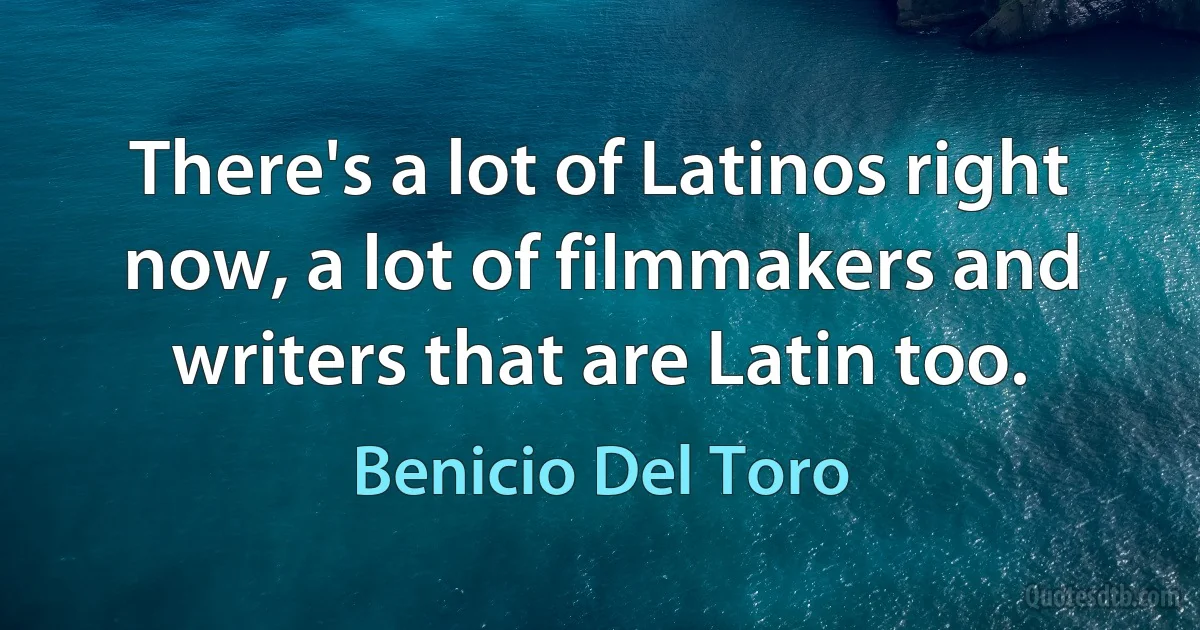 There's a lot of Latinos right now, a lot of filmmakers and writers that are Latin too. (Benicio Del Toro)