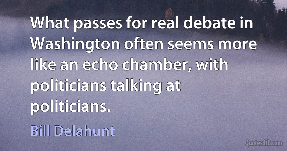 What passes for real debate in Washington often seems more like an echo chamber, with politicians talking at politicians. (Bill Delahunt)