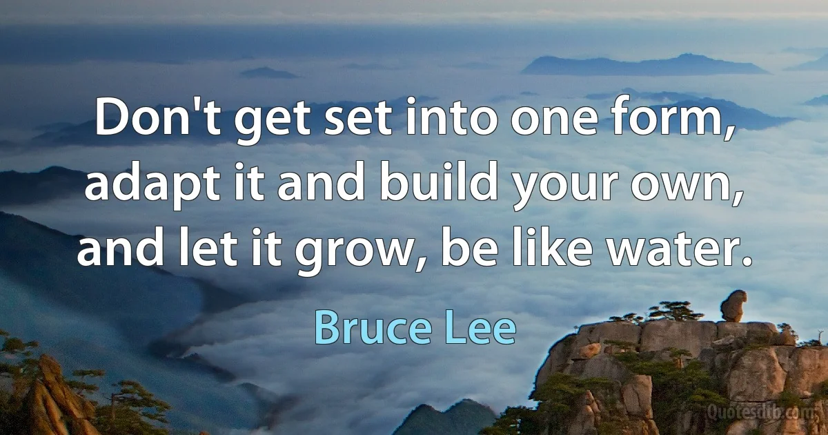 Don't get set into one form, adapt it and build your own, and let it grow, be like water. (Bruce Lee)